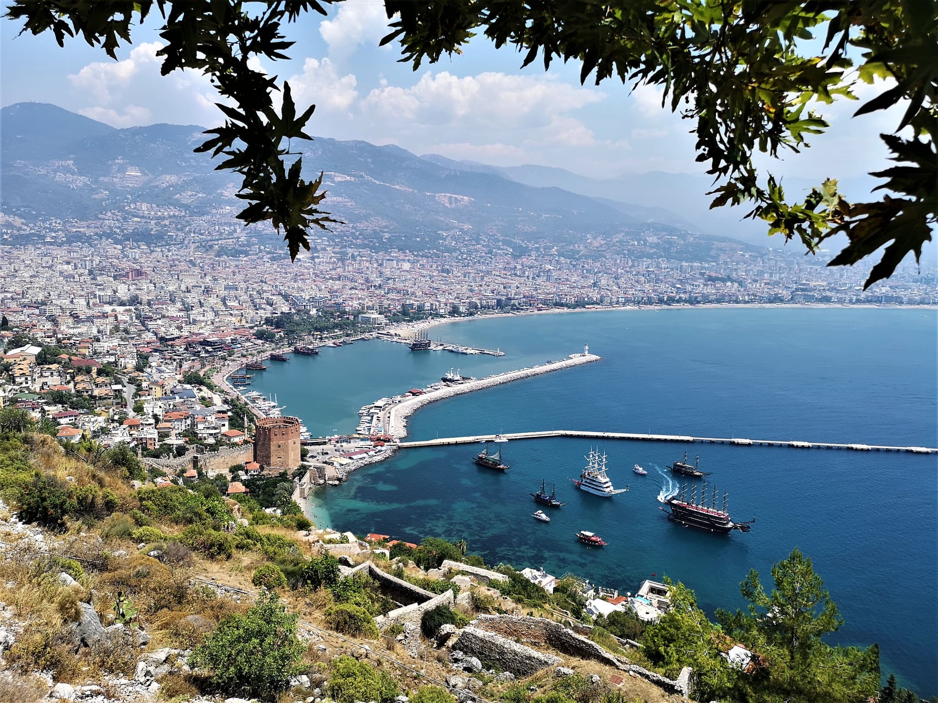Palm-lined promenade along the seafront at Alanya