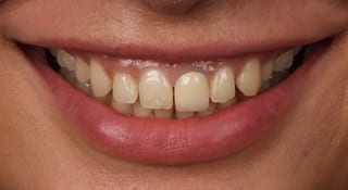 Close-up of Emilia's teeth before treatment