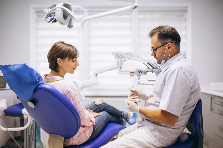 Porcelain Dental Crown being carried out in a clinical setting