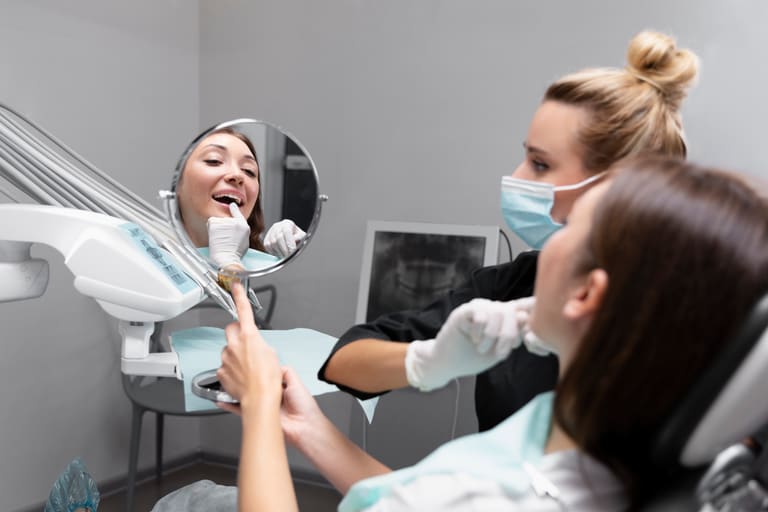 Dental Veneers being carried out in a clinical setting