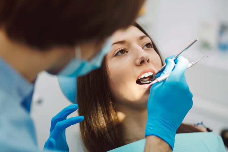 Teeth Whitening being carried out in a clinical setting